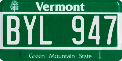VT license plate BYL947