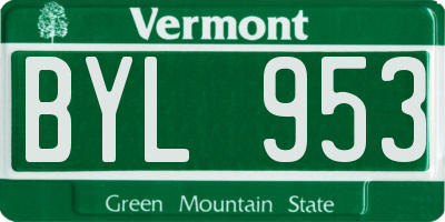 VT license plate BYL953