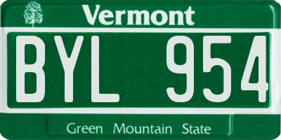 VT license plate BYL954