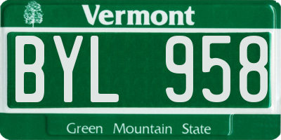 VT license plate BYL958