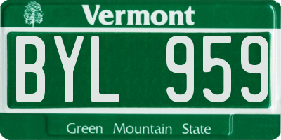 VT license plate BYL959