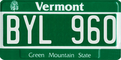 VT license plate BYL960