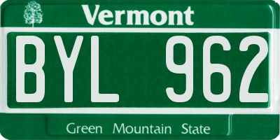 VT license plate BYL962