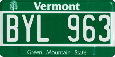 VT license plate BYL963