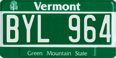 VT license plate BYL964