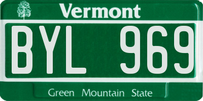 VT license plate BYL969