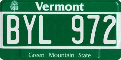 VT license plate BYL972