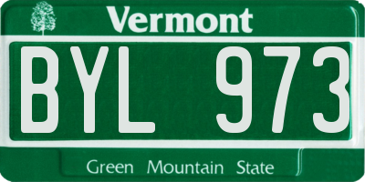 VT license plate BYL973
