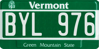 VT license plate BYL976