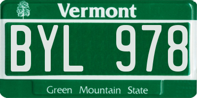 VT license plate BYL978