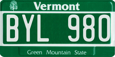 VT license plate BYL980