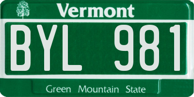 VT license plate BYL981