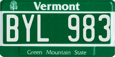 VT license plate BYL983