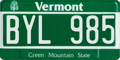 VT license plate BYL985