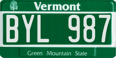 VT license plate BYL987