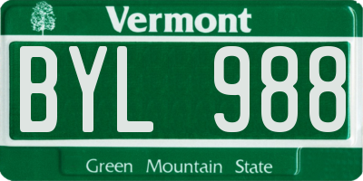 VT license plate BYL988