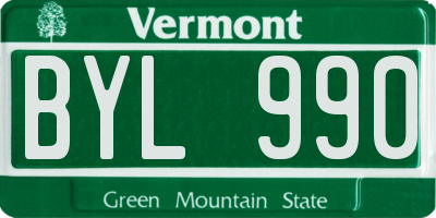 VT license plate BYL990