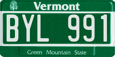 VT license plate BYL991