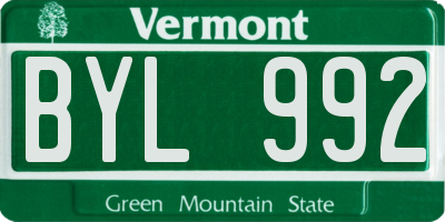 VT license plate BYL992