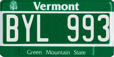 VT license plate BYL993