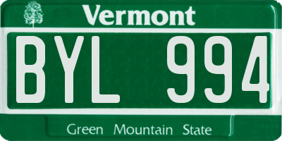 VT license plate BYL994