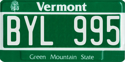 VT license plate BYL995