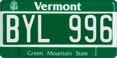 VT license plate BYL996