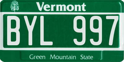 VT license plate BYL997