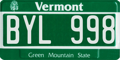 VT license plate BYL998