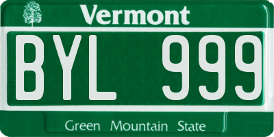 VT license plate BYL999