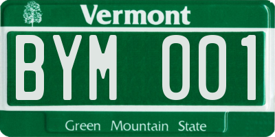 VT license plate BYM001