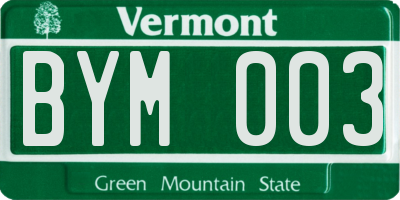 VT license plate BYM003