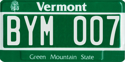 VT license plate BYM007