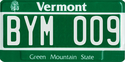 VT license plate BYM009