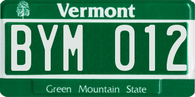 VT license plate BYM012