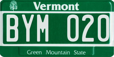VT license plate BYM020
