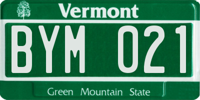 VT license plate BYM021