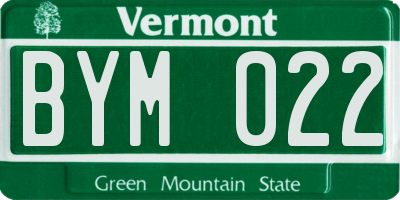 VT license plate BYM022