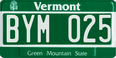 VT license plate BYM025