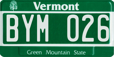 VT license plate BYM026