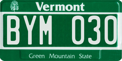 VT license plate BYM030