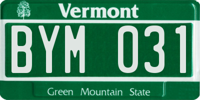 VT license plate BYM031