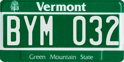 VT license plate BYM032
