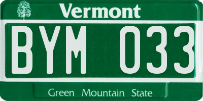 VT license plate BYM033
