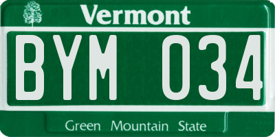 VT license plate BYM034