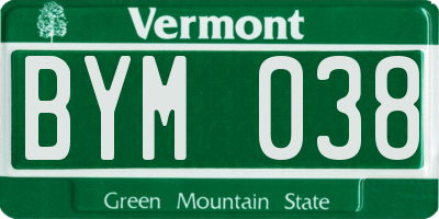 VT license plate BYM038