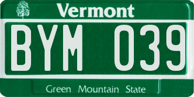 VT license plate BYM039