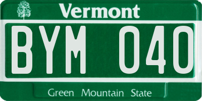 VT license plate BYM040