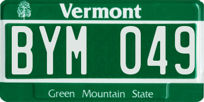 VT license plate BYM049