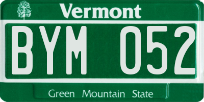 VT license plate BYM052